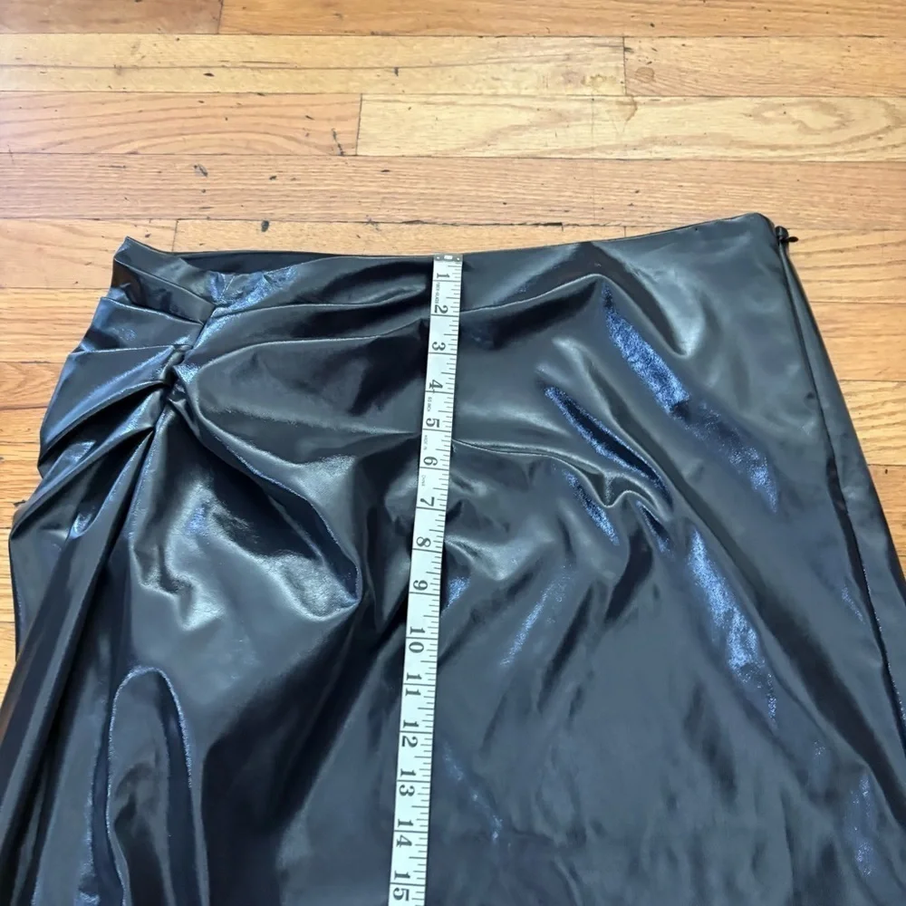 A.L.C. Faux Leather Midi Skirt Asymmetrical Ruched Gray Size 14
